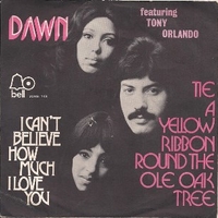 Tie a yellow ribbon round the ole oak tree \ I can't believe how much I love you - DAWN
